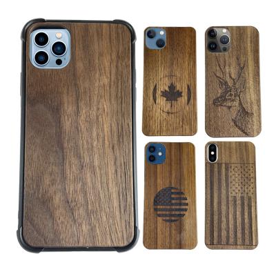 China Real wood cell phone case sublimation shockproof solid wood tpu phone case for sale