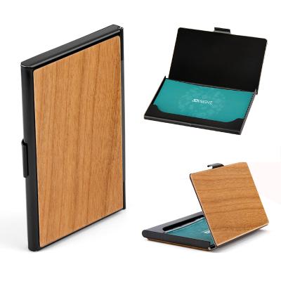 China Fashion real hot sale business wooden card case, metal wooden name card card holder for sale