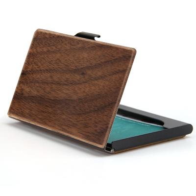 China Fashion Bamboo Wooden Factory OEM Business ID Cards Case Handmade Natural Wooden Stand for sale