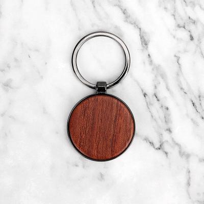 China Custom Key Chain Ring Holder Keyring Carving Engraved Logo Blank Wood Key Chain Handmade Simple Key Keepsake for sale