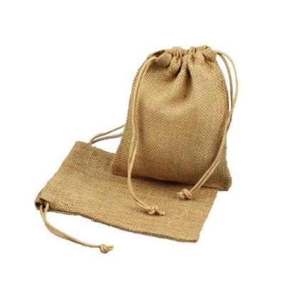 China Eco-Friendly Handmade Hessian Burlap Drawstring Gift Wedding Favor Bags For Soap Jewelry Christmas Coffee Beam Tote Bag Black for sale