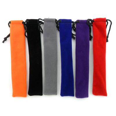 China Hot Sale Colorful Recyclable Cheap Dust Bags Personalized Double Drawstring Custom Printed Logo Pen Pouches Velvet Pen Pouch for sale