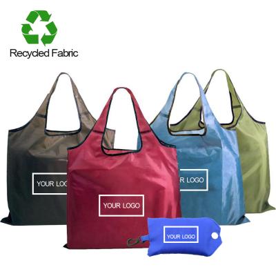 China Eco-Friendly Plastic Bottle Recycled Folding Carry Bag Custom Foldable Reusable Bag Recycle Large Eco-Friendly Foldable Shopping Bag for sale