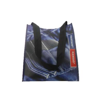 China Custom Eco-Friendly Logo Blue Recycle Supermarket Polyester Non Woven Heat Seal Non Woven Bag U Cut Non Woven Bag Rpet Totebags for sale