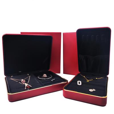 China Eco-friendly luxury custom logo elegant PU leather jewelry box with logo jewelry box packaging for storage jewelry for sale