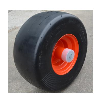 China 13x6.50-6 Natural Rubber Flat Free Tire And Steel Wheel Set For Lawn Mower Riding Wheel for sale