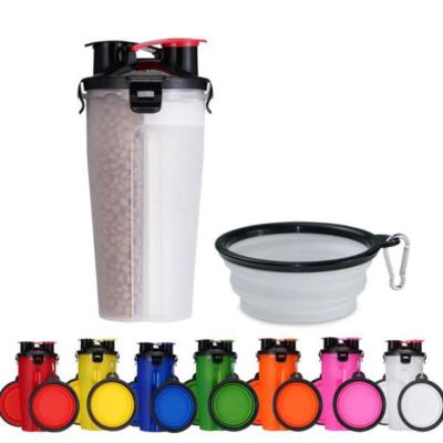 China Viable Fold Dual Function Drink Eat Bowl Hook Dog Cup Pet Outdoor Feeding Portable Water Bottle for sale