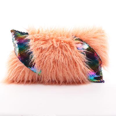 China Fashion CX-D-F-17 Design Faux Lambskin Fur Cushion Breathable Faux Fur Pillows Cover Home Decorative for sale