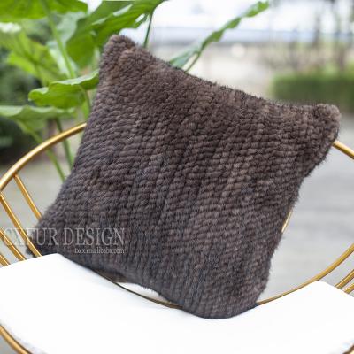 China Luxury Decoration Hand Knitted Mink Fur Cushion Blanket by CX-D-122 Pillow and Pillow House for sale