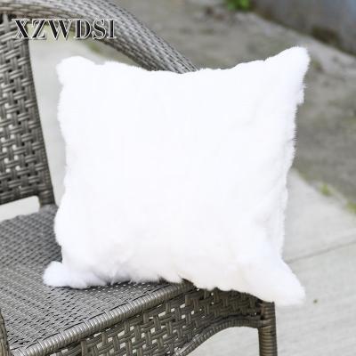 China CX-D-27C decorative Rex Rabbit Fur Pillow Cover soft square white very comfortable and comfortable for sale