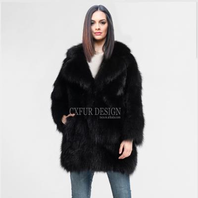 China Genuine Fox Fur Coat CX-G-A-03D Style Women Patchwork Fox Fur Real Fur Jacket Warm Breathable for sale