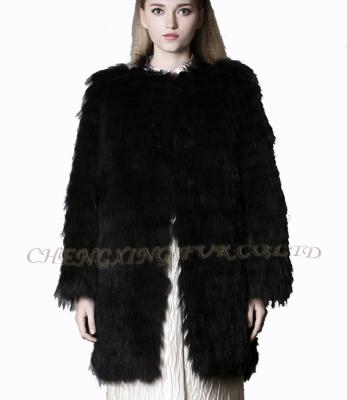 China CX-G-A-247C Breathable Fashion Wholesale Luxury Black Fur Jacket Raccoon Fur Coat for sale