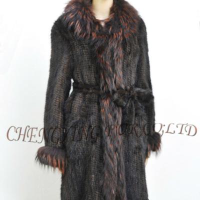 China New CX-G-A-193 High Quality Breathable Winter Knitted Women Mink Fur Apparel Fur Coat Long for sale