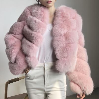 China CX-G-A-127B Genuine Handmade Fox Fur Coat Short Fashion Ladies Breathable European Fur Jackets for sale