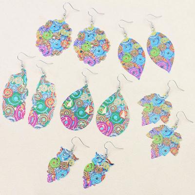 China BOHEMIA Hesiod Hollow Leaf Earrings Set Bohemian Dangle Earrings Vintage Metal Leaves Drop To Dangle Earrings for sale