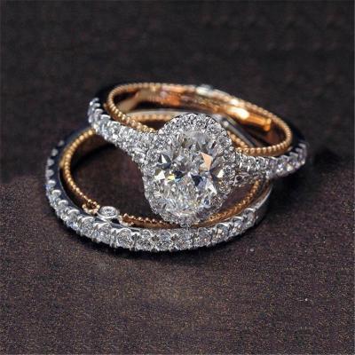 China Hiphop Hesiod Rose Gold Wedding Zircon Diamond Engagement Bridal Eternity Ring Set for sale