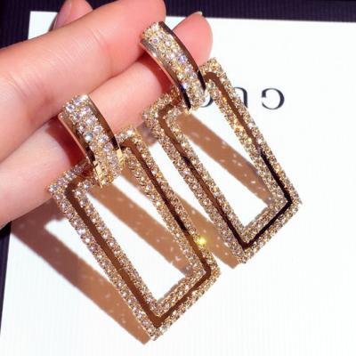 China Hesiod CLASSIC Rectangular Bling Geometric Statement Rhinestone Earrings For Women for sale