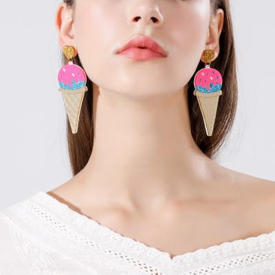 China CLASSIC Acrylic Summer Ice Cream Stud Earrings For Women Girls Colorful Resin Statement Earrings For Birthday Party for sale