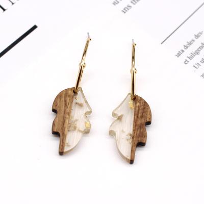 China Hesiod CLASSIC Leaf Resin Lightweight Geometric Colorful Wood Dangle Drop Earrings For Women for sale