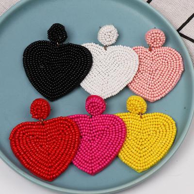 China CLASSIC Seed Bead Disc Drop Earrings Statement Heart Stud Bohemian Earrings for sale