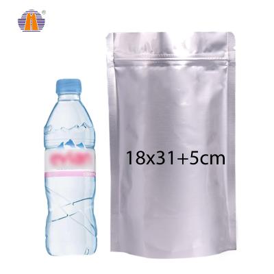 China 18*31cm Moisture Proof In Running Silver Plastic Packaging Zip Lock Food Aluminum Foil Holder Zipper Up Pouch Bag for sale