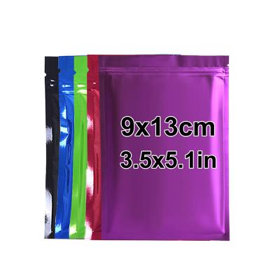 China Microwavable 9x13cm 3.5x5.1in In Stock Multicolor Food Zipper Lock Plastic Zipper Packaging 3 Side Seal Aluminum Foil Pouch Flat Bag Three for sale