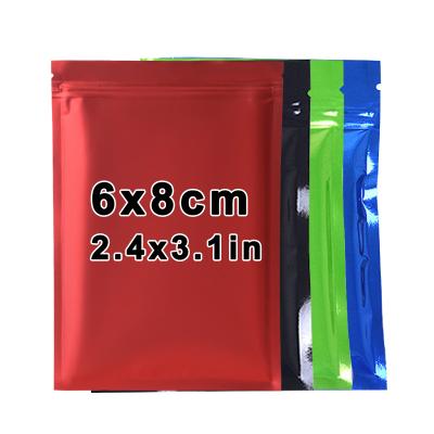 China Moisture Proof 6x8cm 2.4x3.1in in Food Smell Proof Plastic Zipper 3 Side Flat Aluminum Foil Pouch Bag Three Stock Resealable for sale