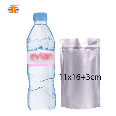 China 11*16cm Moisture Proof In Running Silver Plastic Packaging Zip Lock Food Aluminum Foil Holder Zipper Up Pouch Bag for sale