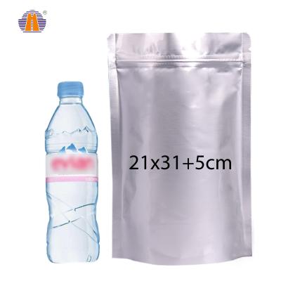 China 21*31cm Moisture Proof In Running Silver Plastic Packaging Zip Lock Food Aluminum Foil Holder Zipper Up Pouch Bag for sale