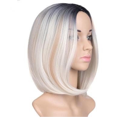 China Wholesale Silky Straight Synthetic Short Wave Bob Wigs Ombre Color Cosplay Daily Party Wear Natural Hair Wigs for sale