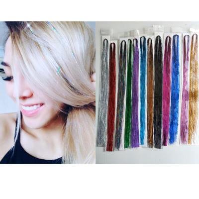 China Wholesale 15g 120cm Straight Fashion Hair Glitter Braid For Hair Extension Decoration Highlight Colors Ombre Color for sale