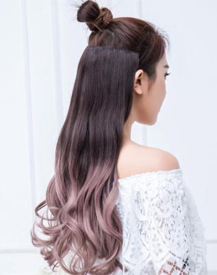 China Hot Sale Synthetic 5clips Regular Wave One Piece Clip On Hair Extensions Shape Ombre Color Wig Add More Volume for sale