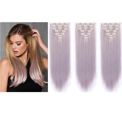 China Wholesale 7pcs/set 16 Clips Regular Wave Synthetic Clip In Hair Extensions Shape Wig For Women Add More Volume And Length for sale