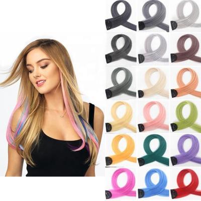 China 24inch Silky Straight Wave Clip Hair Extensions 1 Clip Part Colored Synthetic Hair Extensions Accents Hair Accessories For Girls for sale