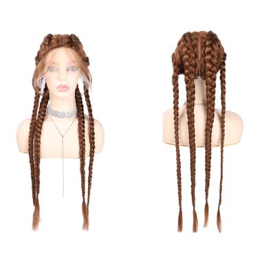 China New Arrival 32 Inches Braided Cornrows Lace Wig 4 Inches With Baby Hair French Braid Cornrow Hairstyle For Africa Women Synthetic Lace Front Wig for sale