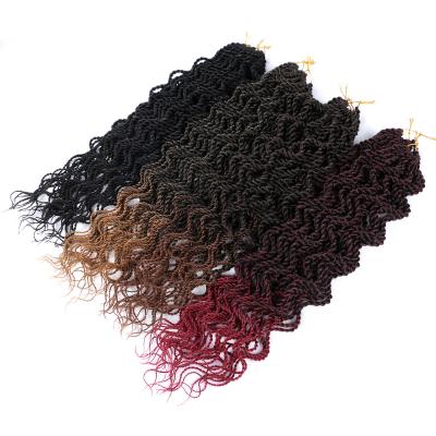 China Factory price 100% premium wavy fiber wholesale wavy senegal twist crochet hair braids synthetic braiding hair extensions for sale