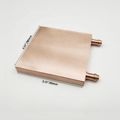 China Computer Case 80x80mm High Performance Copper Plate Liquid Cooled Radiator For TEC Thermoelectric Cooler for sale