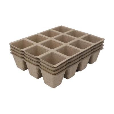 China Cardboard Pulp Seeds Seedling Tray Flower Tray Single Grid Seedling Pulp Gardening Cup Square Degradable Darge 12 for sale