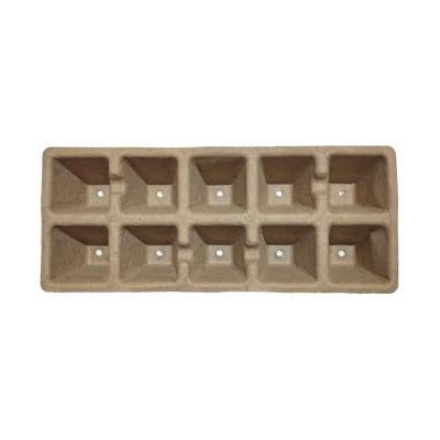 China Degradable Large Square 10 Cell Cardboard Pulp Nursery Pot Seedling Flower Tray Single Cell Pulp Seedling Gardening Cup for sale