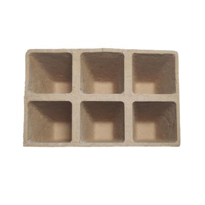 China Cardboard Pulp Nursery Pot 6 Cell Square Seedling Cup Seed Starter Degradable Cardboard Pulp Tray Flower Tray Single Cell Seed Starter Gardening Pot for sale