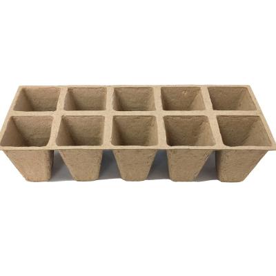 China Pulp Peat Nursery Pots Cardboard Pulp Seeding Tray 10 Cells Per Piece Without Holes Disposable Degradable Garden Plant Peat Cardboard for sale