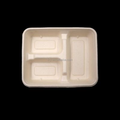 China Bagasse Pulp Bagasse Take Out To Go Food Containers With Lids 3Compartment Small Disposable Meal Prep Togo Lunch Box for sale