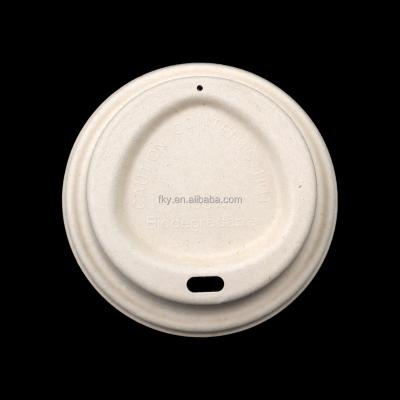 China Bagasse Pulp Compostable Molded Disposable Bagasse Coffee Mug Lid Bagasse Pulp Coffee Cup Dome Lid for sale