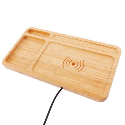 China Premium Wireless Charger Desktop Gifts Mobile Phone Business Bamboo Wireless Charging Pad for sale