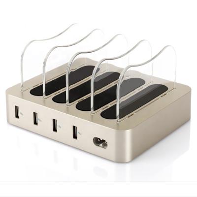 China Mobile Phone USB Charging Station for Multi Devices 4 Ports Fast Charging Station Organizer for Mobile Phone Tablets for sale