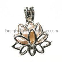 China Love Wish Lotus Blossom Bead Cage Love Wish Lotus Blossom Bead Cage - cavity silver plated bead cage pendant for sale