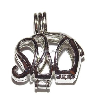 China Elephant Bead Cage Pendant Elephant Cage Hollow Silver Plated Cage Pendant - Add Your Own Add Your Own Beads, Stones, Rock To Cage for sale