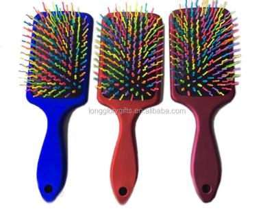 China 2017 New Upgraded Contract Professional Rainbow Paddle Cushion Salon Metallic Hair Brushes for sale