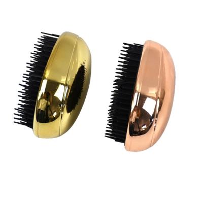 China Waterproof Economic Electroplate Egg Detangling Hair Brush With Chrome Finish, Customized Egg Brush Package Are Welcome for sale