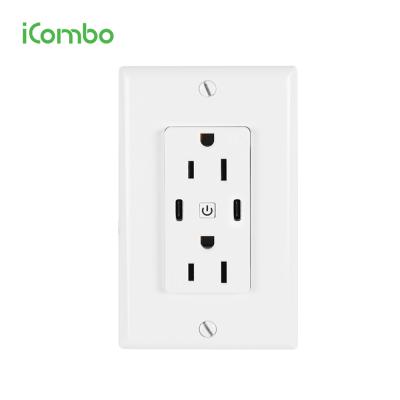 China Hot Sales US WiFi Screw-in Wall Socket With 2 Type C Ports OEM&ODM for sale